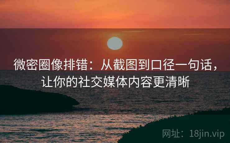 微密圈像排错：从截图到口径一句话，让你的社交媒体内容更清晰